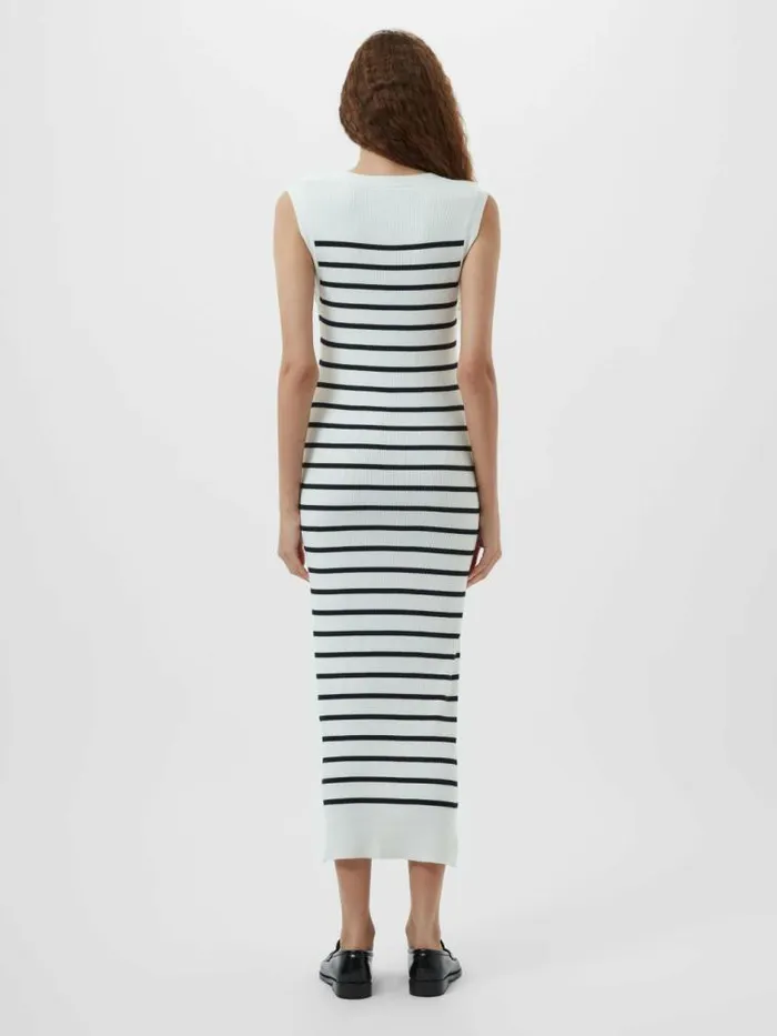 French Connection Nadina Sleeveless Stripe Knitted Dress Summer Whitewashed Ink Women Dresses