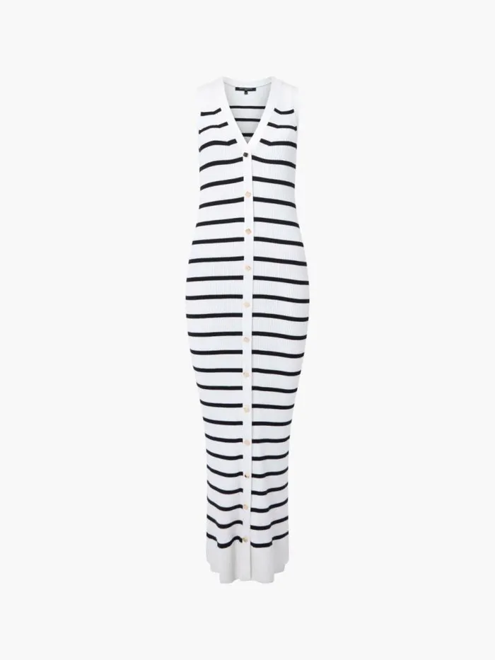 French Connection Nadina Sleeveless Stripe Knitted Dress Summer Whitewashed Ink Women Dresses