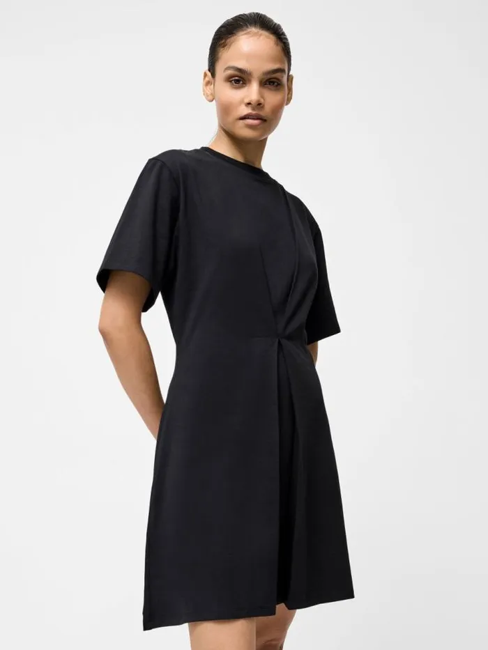 French Connection Pleat Flippy Mini Dress Black Women Dresses