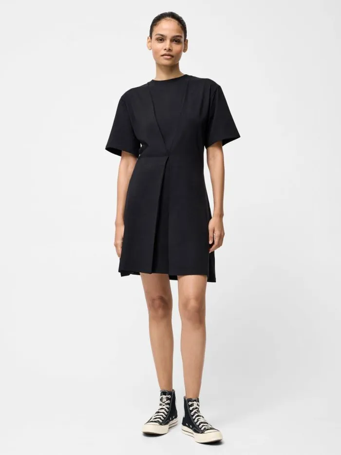 French Connection Pleat Flippy Mini Dress Black Women Dresses