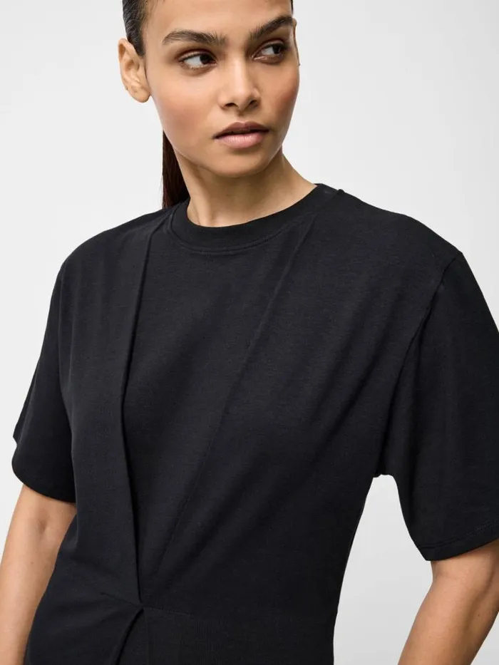 French Connection Pleat Flippy Mini Dress Black Women Dresses