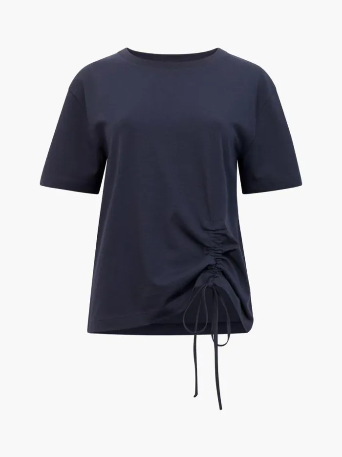 French Connection Rallie Cotton Rouched TShirt Navy Women Tops