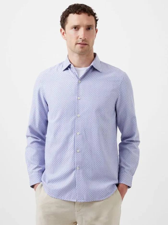 French Connection Regular Fit Classic Collar Check Shirt Blue Check Men Shirts