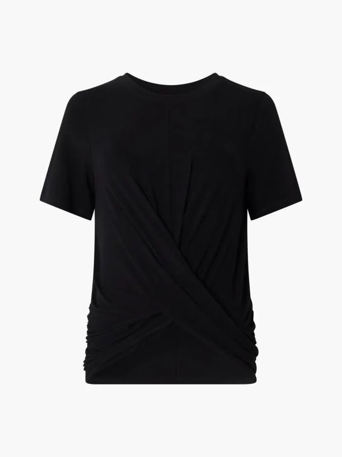 French Connection Rianna Twist Jersey Top Blackout Women Tops