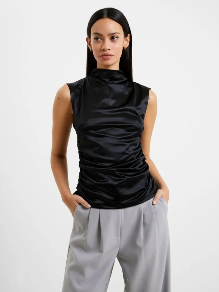 French Connection Rosita Shine Top Blackout Women Tops