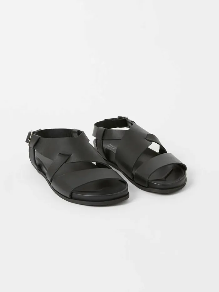 French Connection SW X Branca Asymmetric Footbed Sandals Black Women Shoes