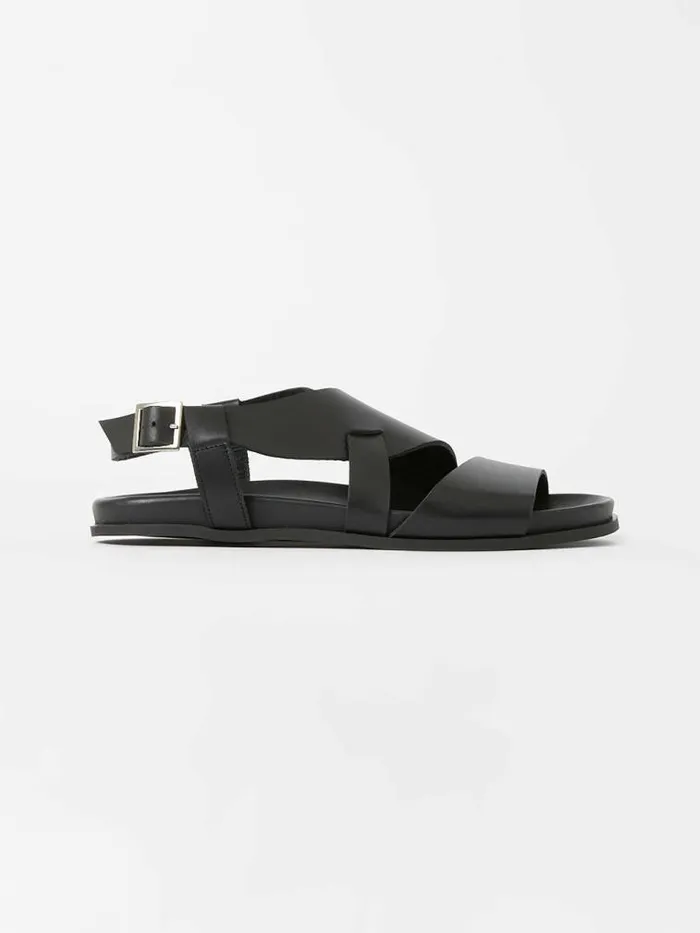 French Connection SW X Branca Asymmetric Footbed Sandals Black Women Shoes