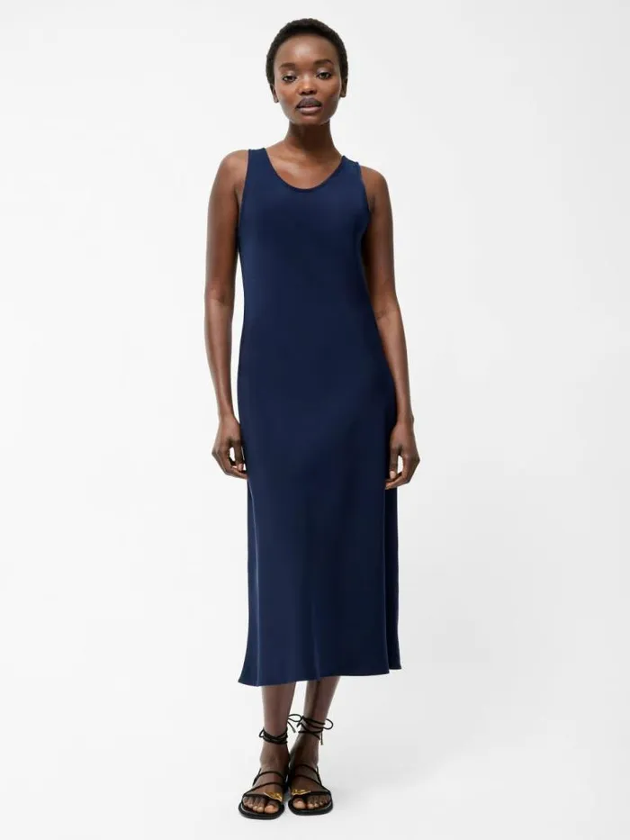 French Connection Scoop Satin Slip Dress Midnight Women Dresses
