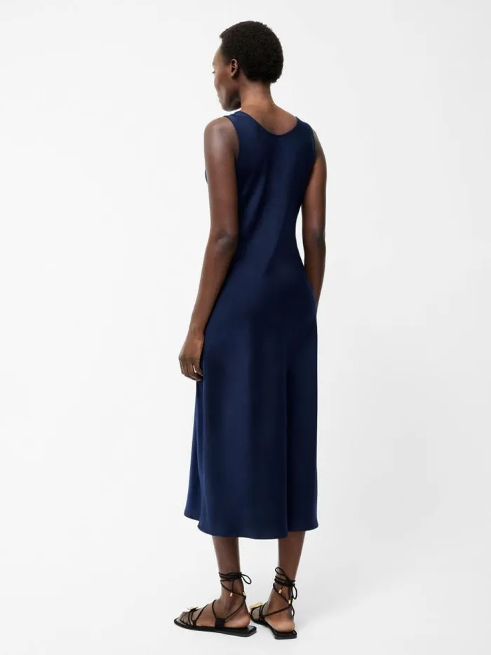 French Connection Scoop Satin Slip Dress Midnight Women Dresses