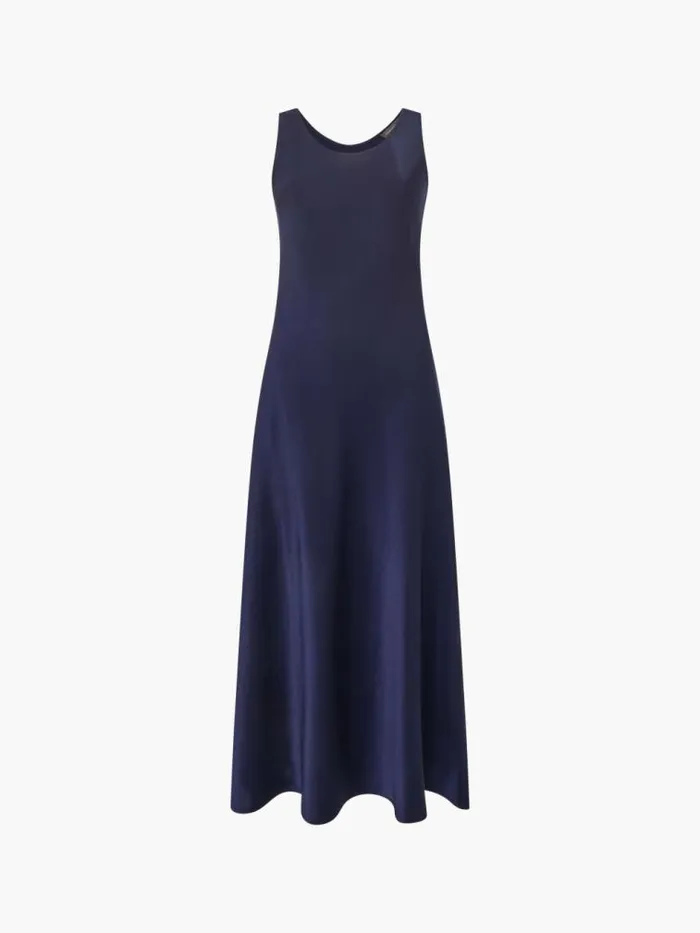 French Connection Scoop Satin Slip Dress Midnight Women Dresses