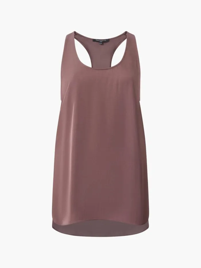 French Connection Sera Eco Satin Tank Top Walnut Brown Women Tops