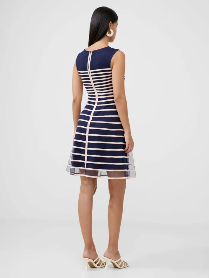 French Connection Sheer Stripe Mini Dress Bluewhite Women Dresses