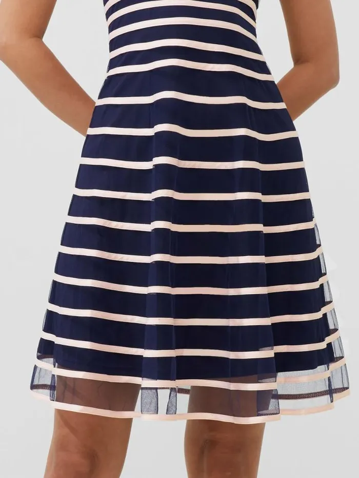 French Connection Sheer Stripe Mini Dress Bluewhite Women Dresses