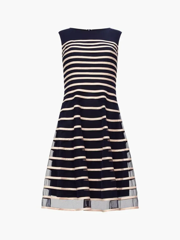 French Connection Sheer Stripe Mini Dress Bluewhite Women Dresses