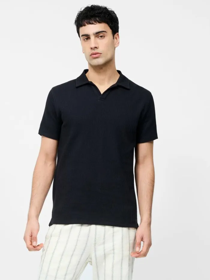 French Connection Short Sleeve Trophy Neck Polo Shirt Black Men TShirts and Polo Shirts French Connection Short Sleeve Trophy Neck Polo Shirt Black Men TShirts and Polo Shirts