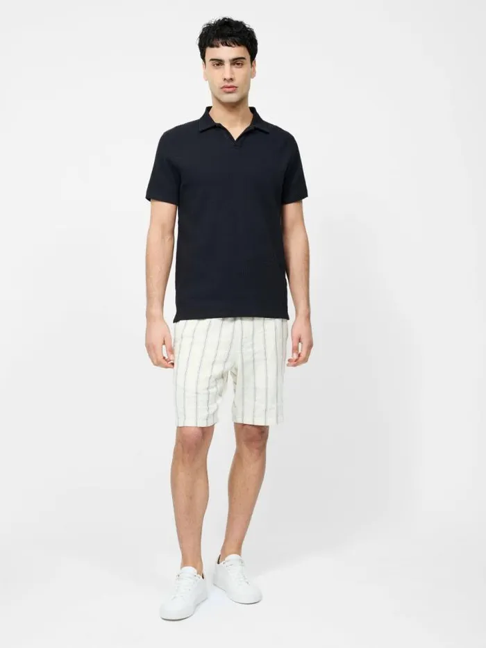 French Connection Short Sleeve Trophy Neck Polo Shirt Black Men TShirts and Polo Shirts