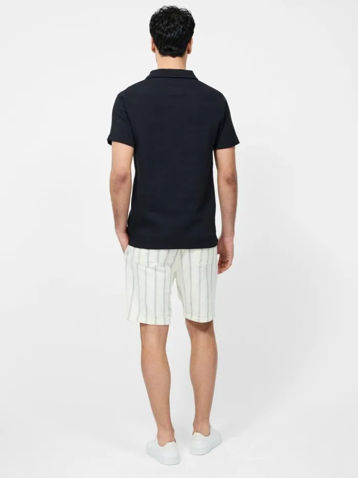 French Connection Short Sleeve Trophy Neck Polo Shirt Black Men TShirts and Polo Shirts