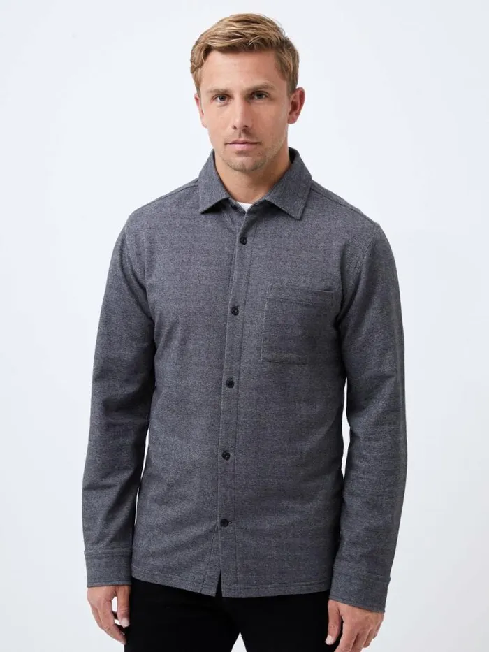 French Connection Single Pocket Long Sleeve Shirt Dark Grey Men Shirts