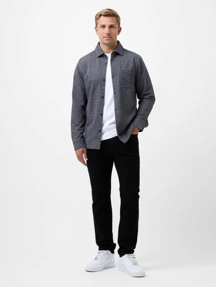 French Connection Single Pocket Long Sleeve Shirt Dark Grey Men Shirts