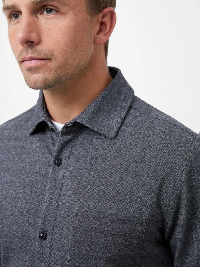 French Connection Single Pocket Long Sleeve Shirt Dark Grey Men Shirts