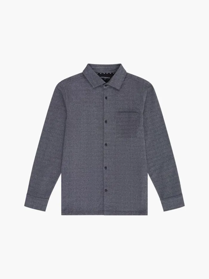 French Connection Single Pocket Long Sleeve Shirt Dark Grey Men Shirts
