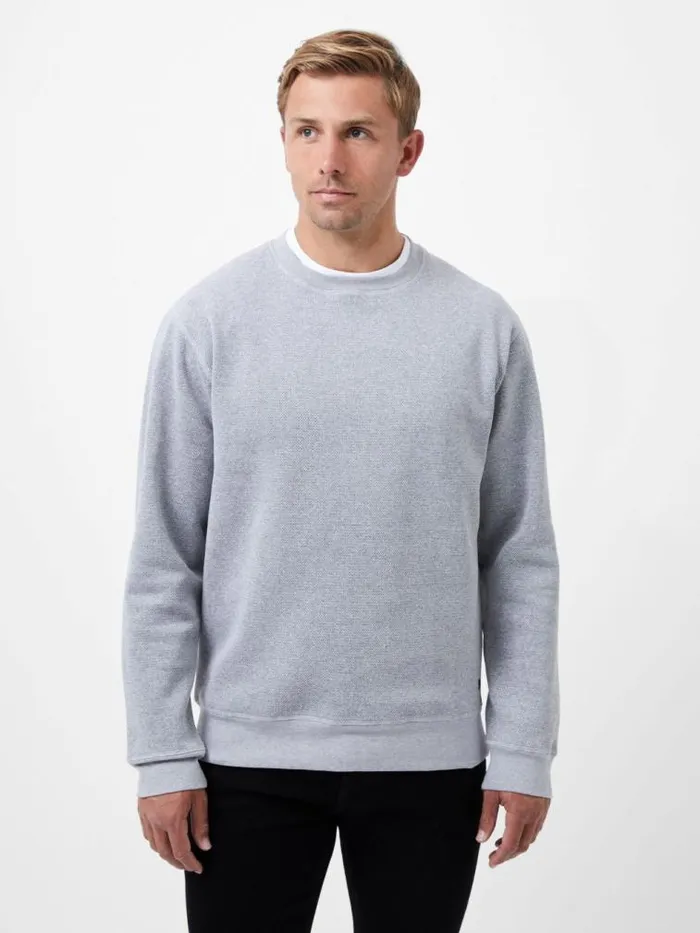 French Connection Textured Crew Sweatshirt Grey Men Knitwear