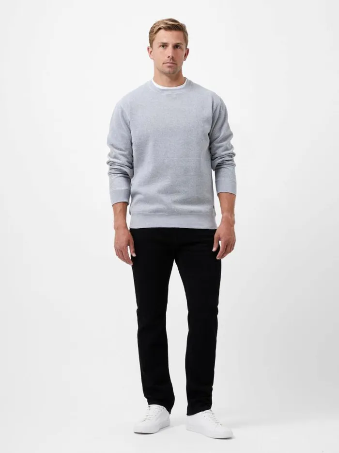 French Connection Textured Crew Sweatshirt Grey Men Knitwear