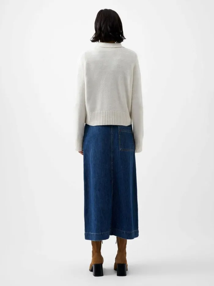 French Connection Vhari Recycled Long Sleeve Button Up Jumper Oatmeal Mel Women Jumpers and Cardigans
