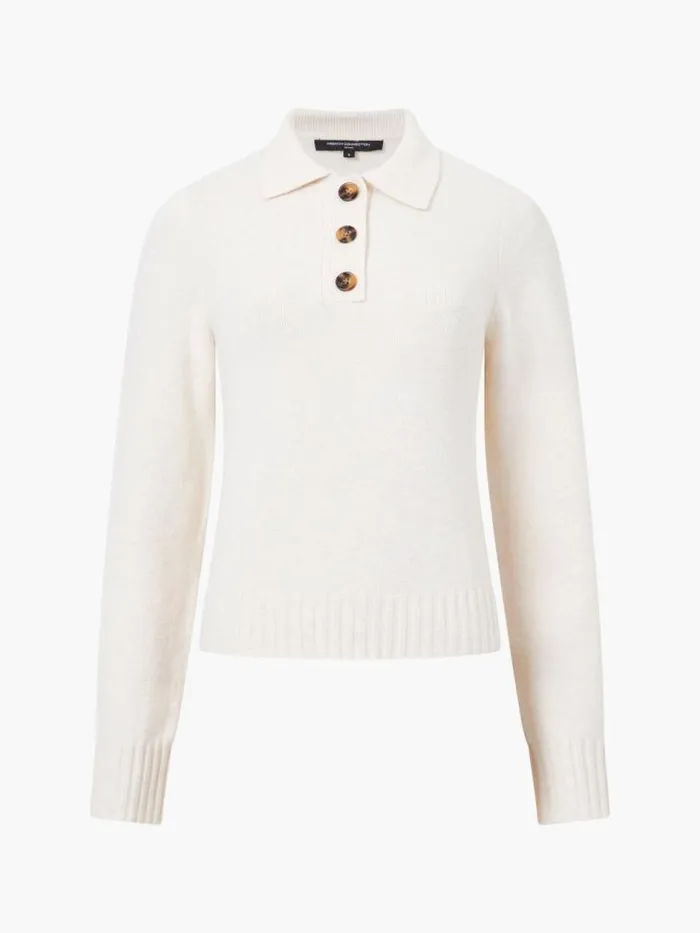 French Connection Vhari Recycled Long Sleeve Button Up Jumper Oatmeal Mel Women Jumpers and Cardigans
