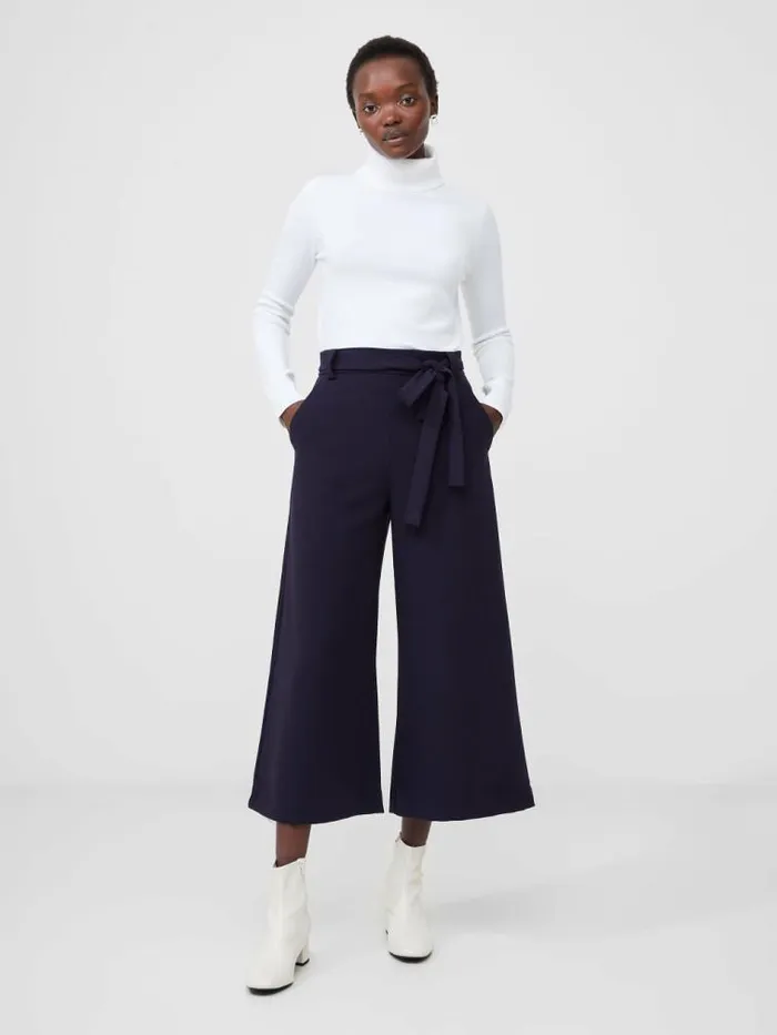 French Connection Whisper Belted Culottes Utility Blue Women Trousers