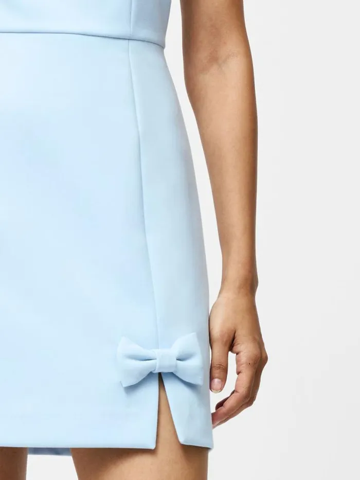 French Connection Whisper Bow Slit Strappy Mini Dress Cashmere Blue Women Dresses