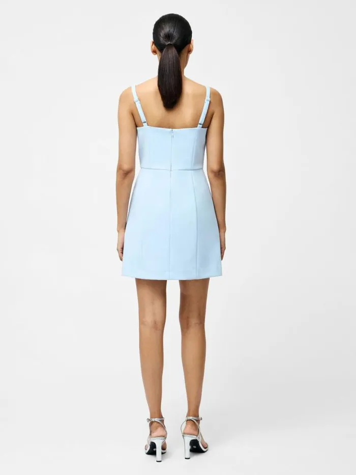 French Connection Whisper Bow Slit Strappy Mini Dress Cashmere Blue Women Dresses