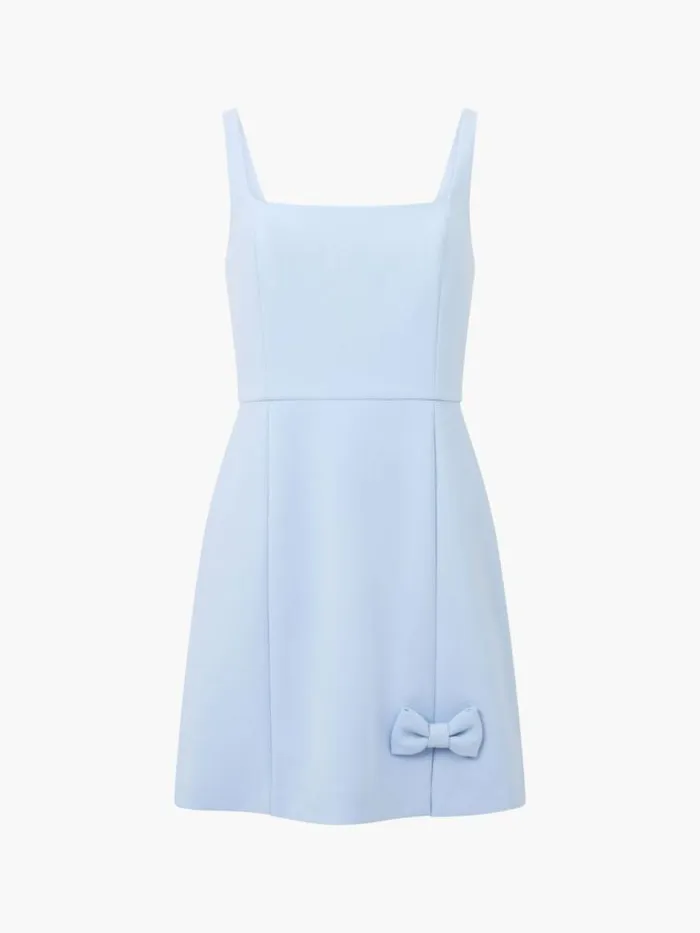 French Connection Whisper Bow Slit Strappy Mini Dress Cashmere Blue Women Dresses