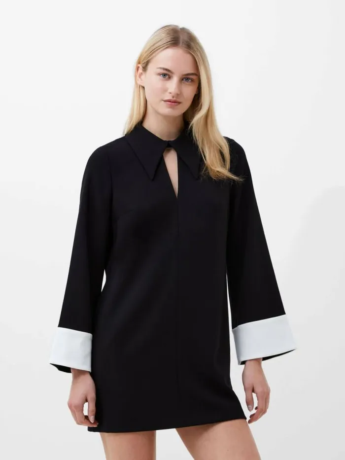 French Connection Whisper Long Sleeve Folded Cuff Mini Dress Blackoutlinen White Women Dresses French Connection Whisper Long Sleeve Folded Cuff Mini Dress Blackoutlinen White Women Dresses