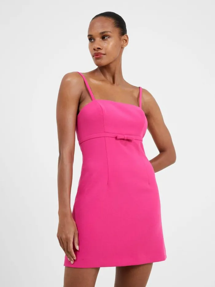 French Connection Whisper Ruth Bow Mini Dress Fuchsia Women Dresses