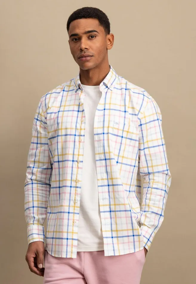 FYNCHHATTON Checked Cotton Shirt With Buttondown Collar Vivid Yellowpee Men Shirts FYNCHHATTON Checked Cotton Shirt With Buttondown Collar Vivid Yellowpee Men Shirts