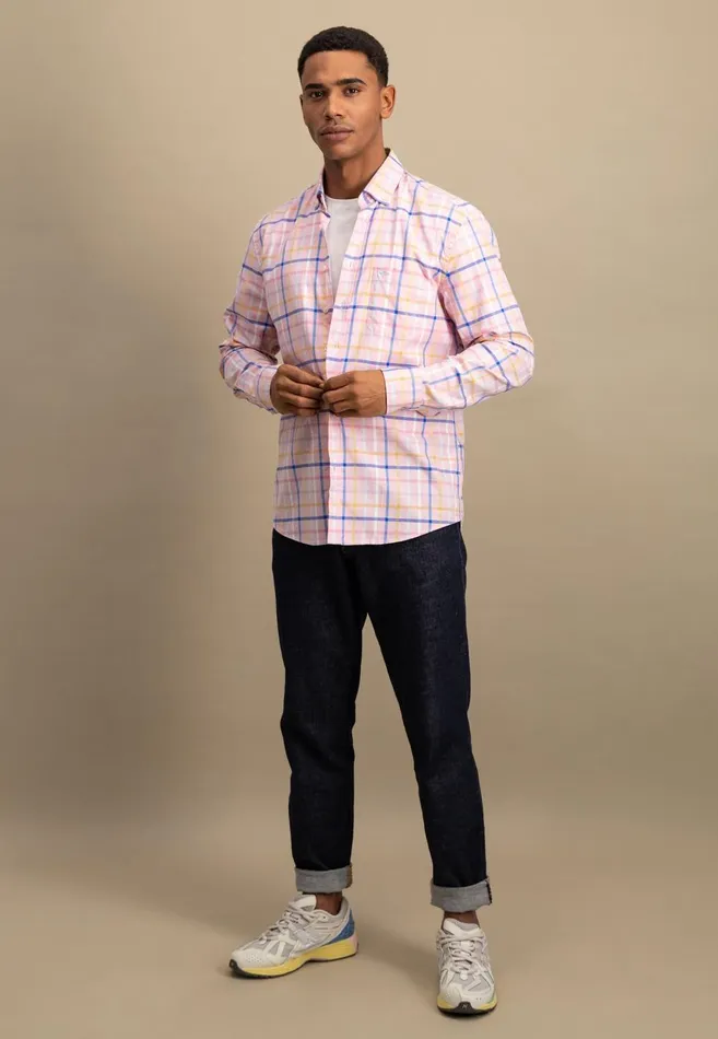 FYNCHHATTON Checked Cotton Shirt With Buttondown Collar Vivid Yellowpee Men Shirts