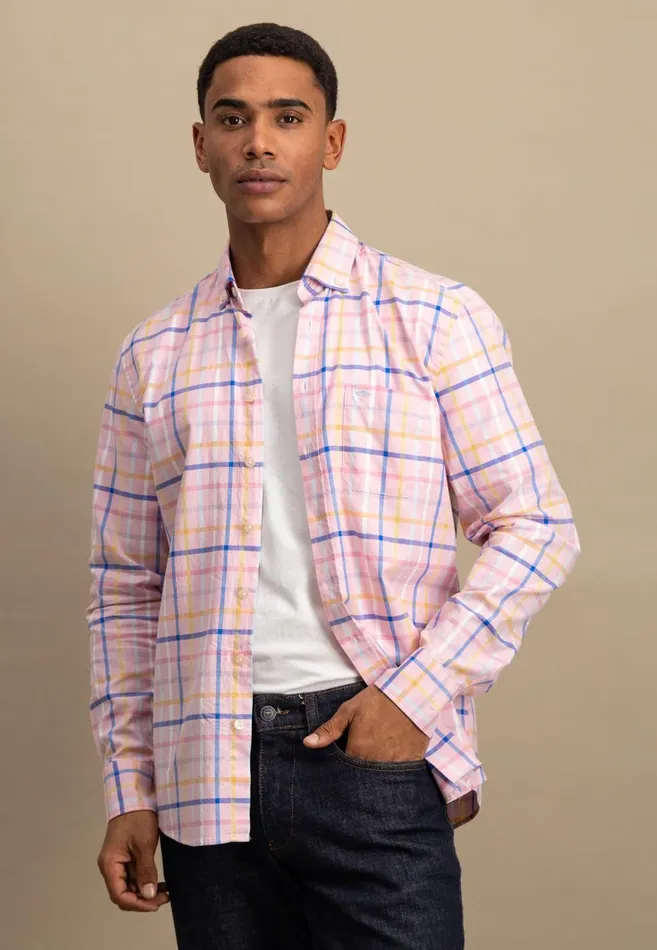 FYNCHHATTON Checked Cotton Shirt With Buttondown Collar Vivid Yellowpee Men Shirts
