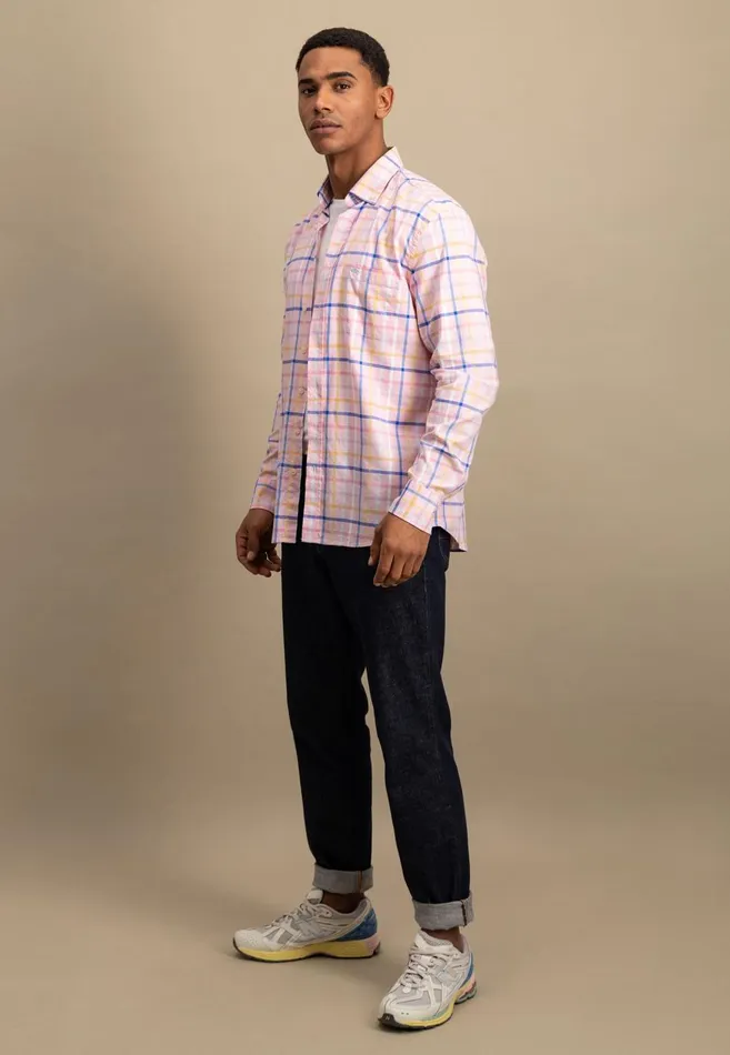 FYNCHHATTON Checked Cotton Shirt With Buttondown Collar Vivid Yellowpee Men Shirts
