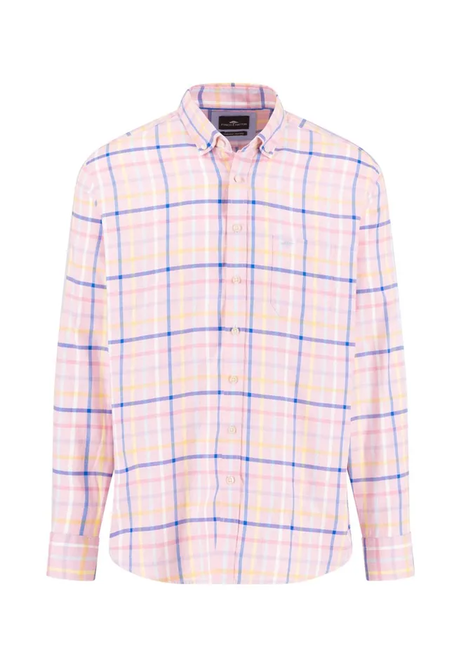 FYNCHHATTON Checked Cotton Shirt With Buttondown Collar Vivid Yellowpee Men Shirts