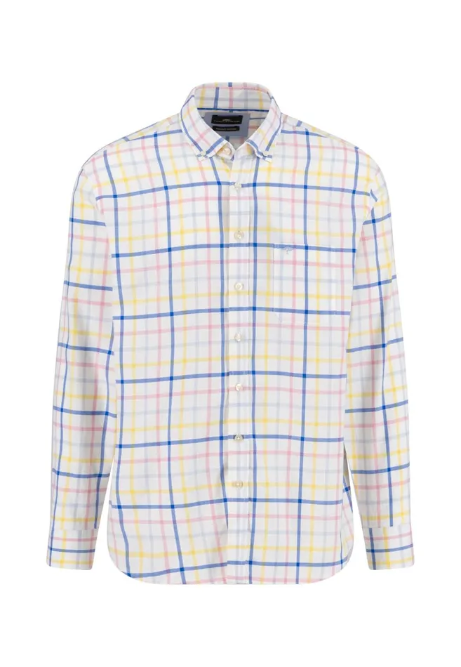 FYNCHHATTON Checked Cotton Shirt With Buttondown Collar Vivid Yellowpee Men Shirts