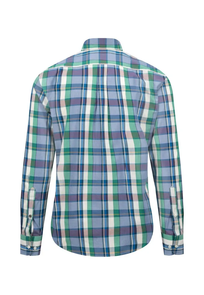 FYNCHHATTON Checked Shirt With Buttondown Collar Grass Green Men Shirts