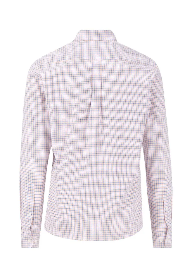 FYNCHHATTON Checked Shirt With Buttondown Collar Sunny Orangesummer Breezeturf Green Men Shirts