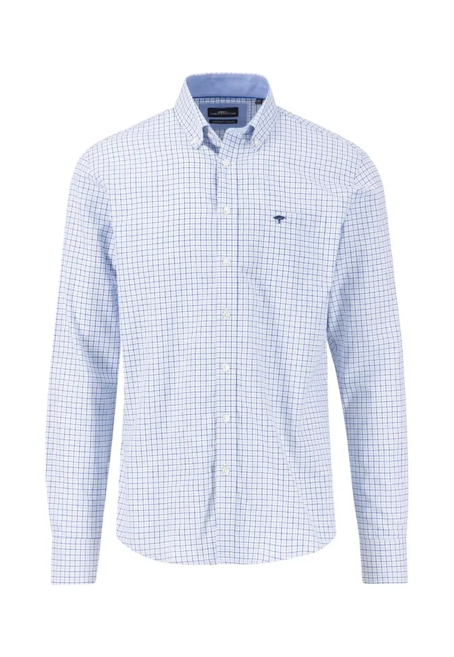 FYNCHHATTON Checked Shirt With Buttondown Collar Sunny Orangesummer Breezeturf Green Men Shirts