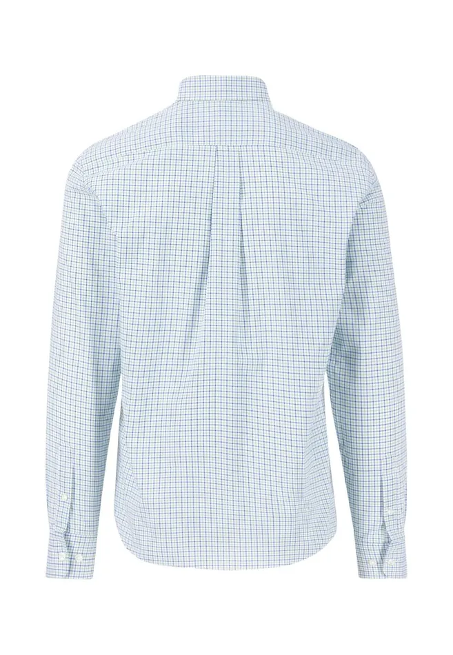 FYNCHHATTON Checked Shirt With Buttondown Collar Sunny Orangesummer Breezeturf Green Men Shirts