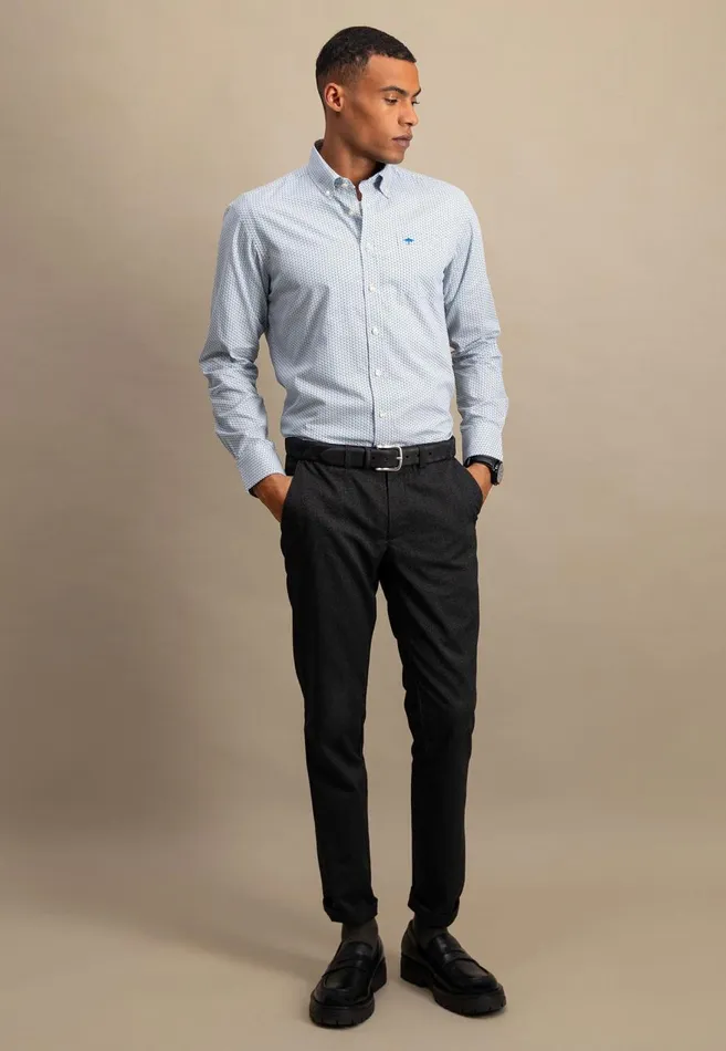 FYNCHHATTON Cotton Shirt With Allover Print Vibrant Bluedark Emeraldnavy Men Shirts