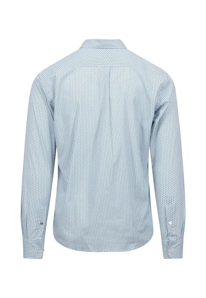FYNCHHATTON Cotton Shirt With Allover Print Vibrant Bluedark Emeraldnavy Men Shirts