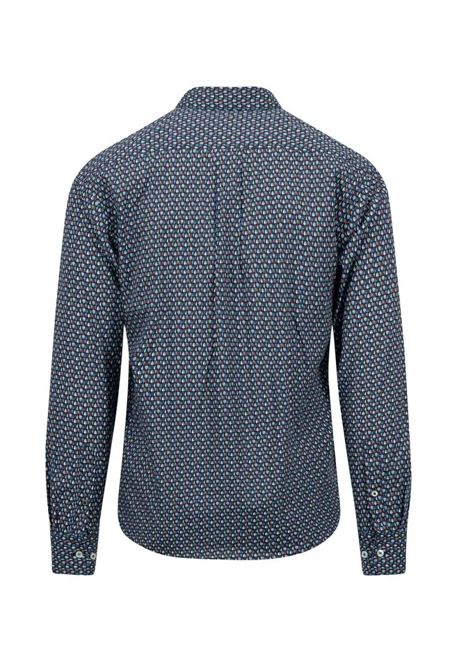 FYNCHHATTON Cotton Shirt With Allover Print Vibrant Bluedark Emeraldnavy Men Shirts