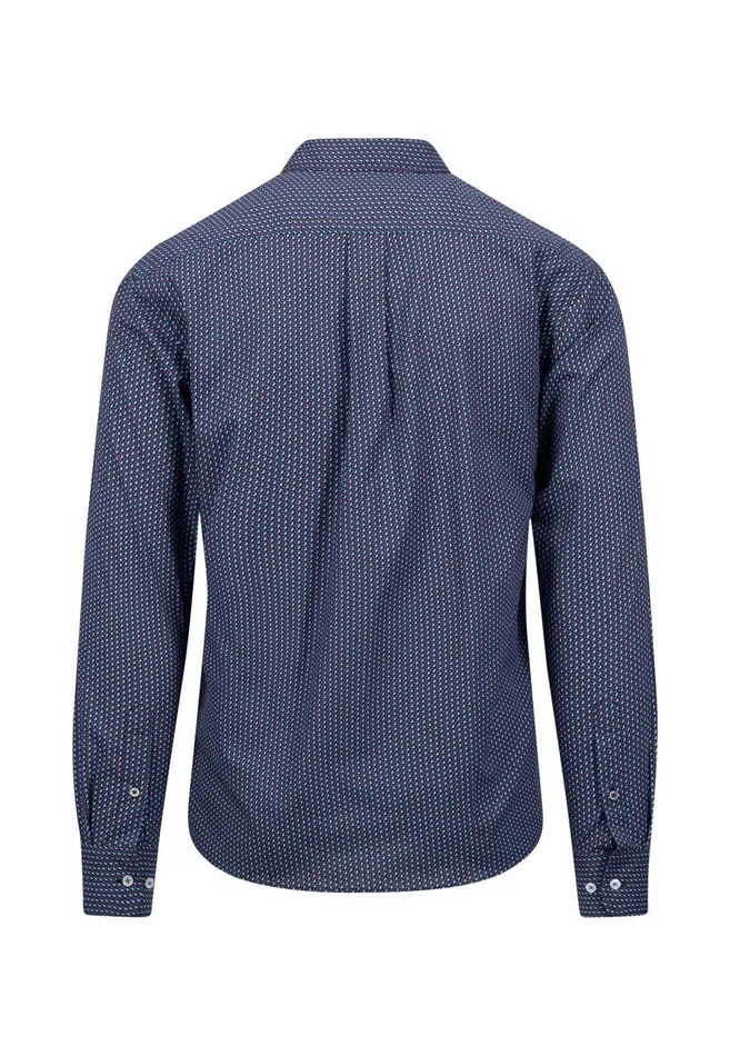 FYNCHHATTON Cotton Shirt With Allover Print Vibrant Bluedark Emeraldnavy Men Shirts