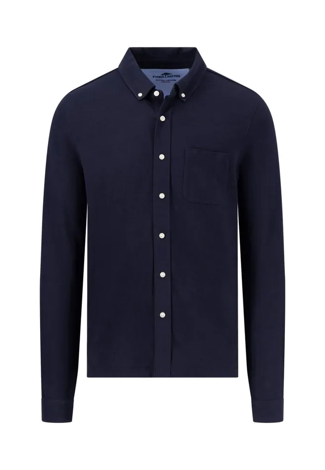 FYNCHHATTON Cotton Shirt With Buttondown Collar Summer Breezenavy Men Shirts